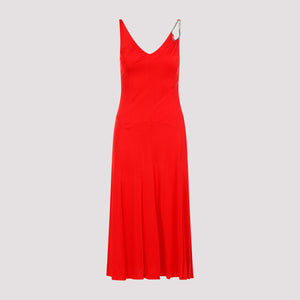 LANVIN Sleeveless Midi Dress with Unique Shoulder Detail