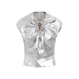 LANVIN Stunning Metallic Draped Top - Women's Size M