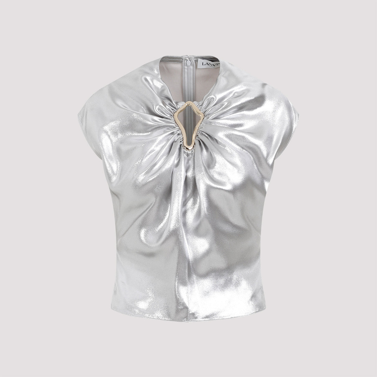 LANVIN Stunning Metallic Draped Top - Women's Size M