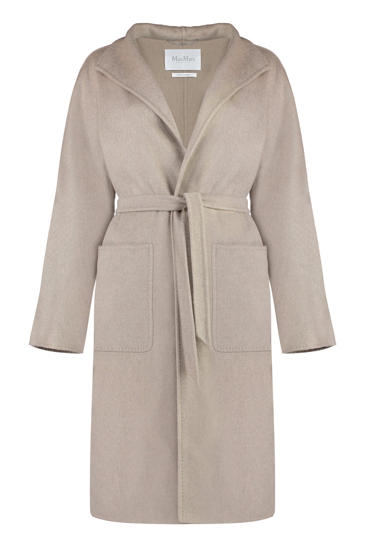 MAX MARA Cashmere Lapel Collar Jacket with Coordinated Waist Belt for Women