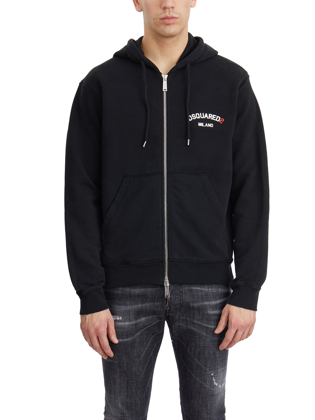 DSQUARED2 Men's Zip-Up Hoodie with Front Pocket - Size M