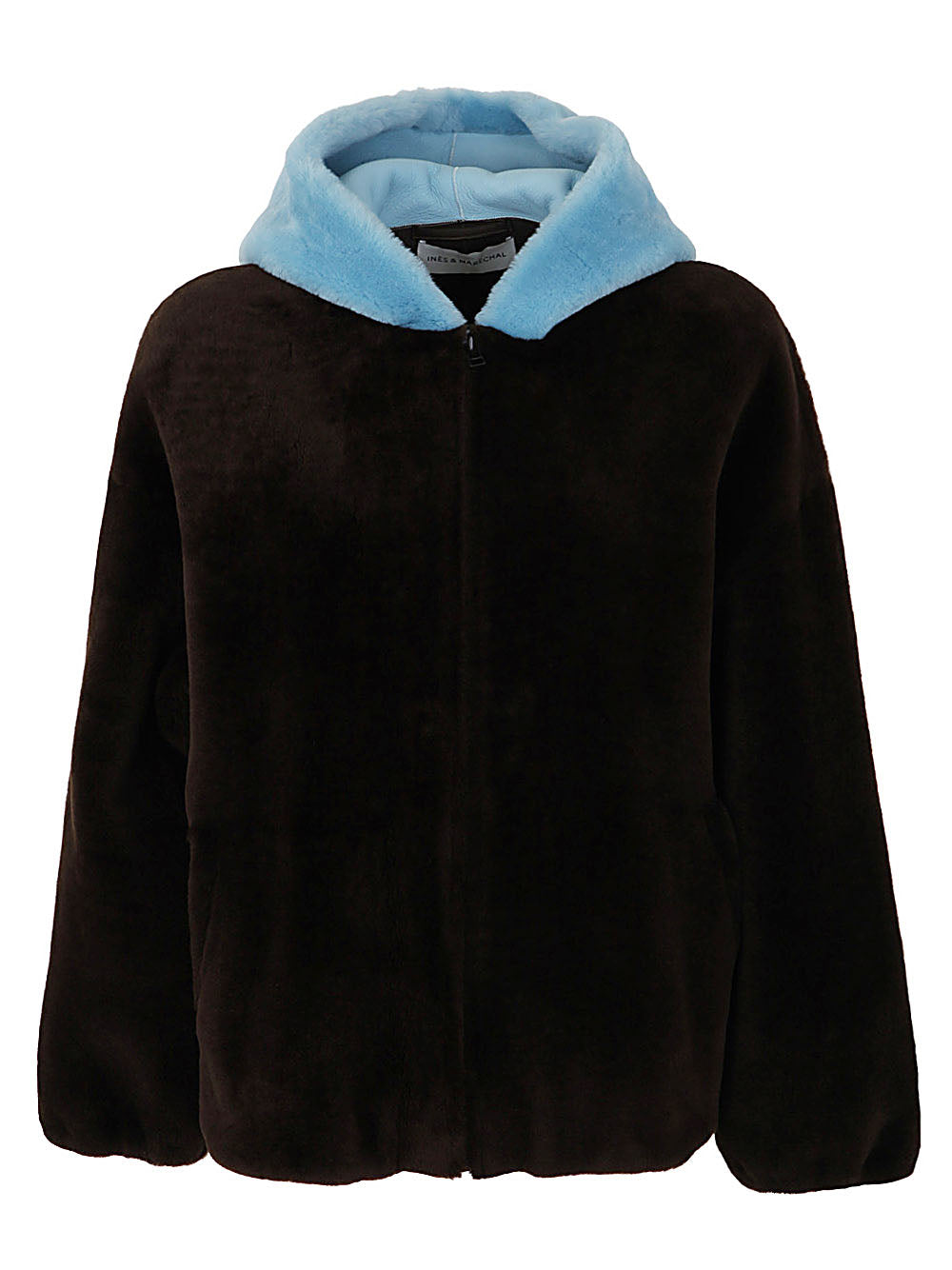 INÈS & MARÉCHAL Hooded Bicolor Shearling Jacket for Women