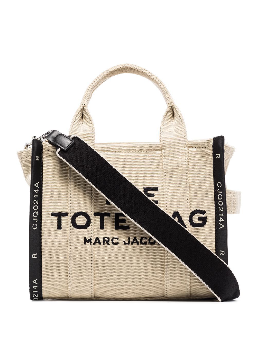 MARC JACOBS Mini Jacquard Tote Handbag in Tan – Unisex Cotton Blend