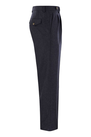 BRUNELLO CUCINELLI Leisure Fit Wool Flannel Trousers with Double Darts