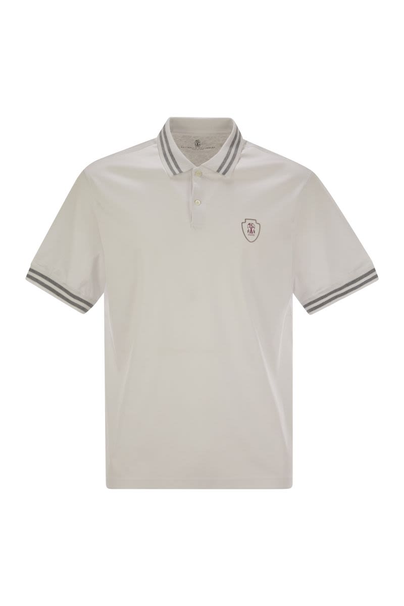 BRUNELLO CUCINELLI Men's Cotton Polo Shirt with Printed Logo