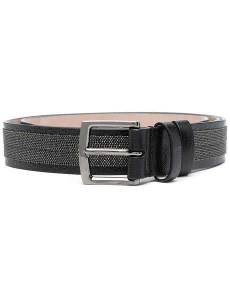 BRUNELLO CUCINELLI Luxury Leather Belt with Jewel Embellishments - 3cm Width