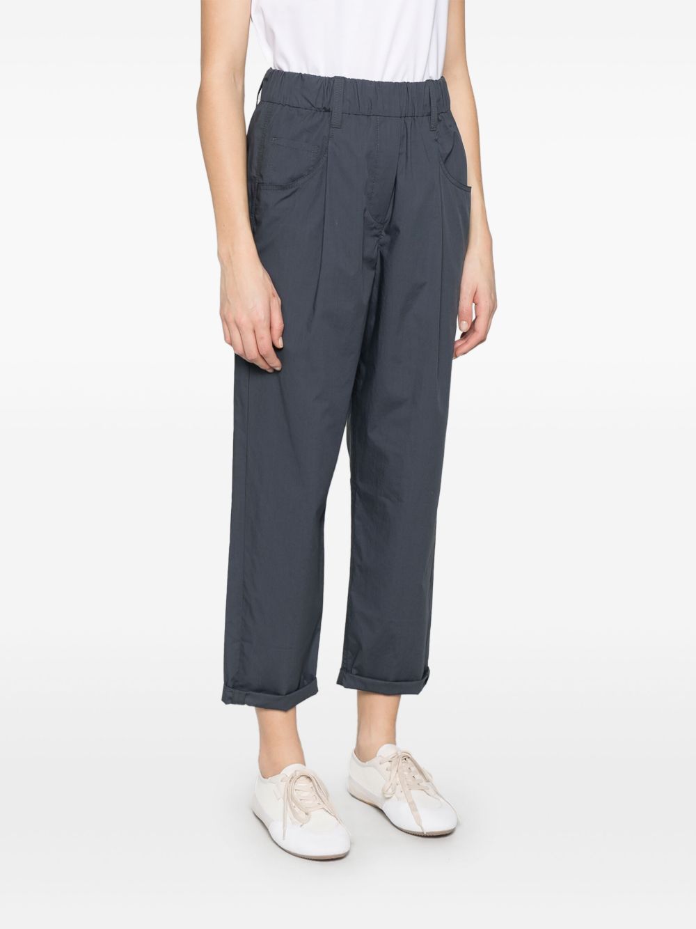 BRUNELLO CUCINELLI Classic Women's Cotton Trousers with Elasticated Waistband