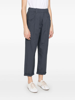 BRUNELLO CUCINELLI Classic Women's Cotton Trousers with Elasticated Waistband