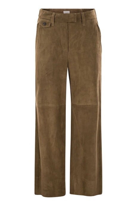 BRUNELLO CUCINELLI Suede Crop Trousers