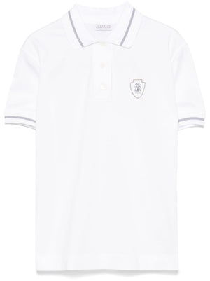 BRUNELLO CUCINELLI Logo Cotton Polo Shirt with Short Front Button Fastening