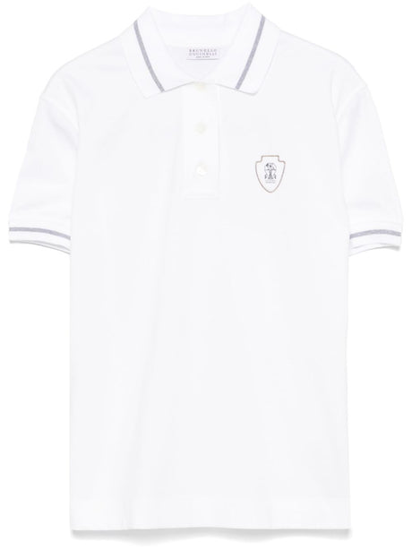 BRUNELLO CUCINELLI Logo Cotton Polo Shirt with Short Front Button Fastening