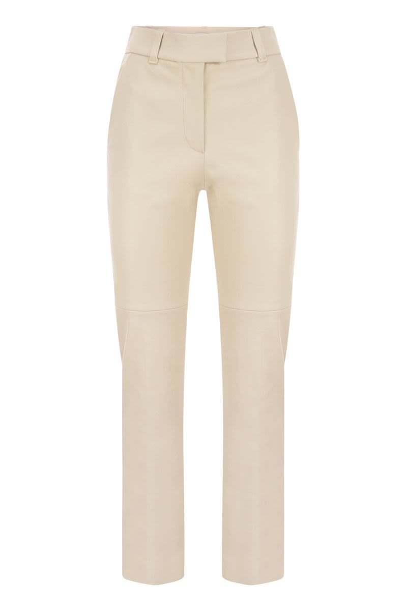 BRUNELLO CUCINELLI High-Waisted Stretch Nappa Leather Cigarette Trousers