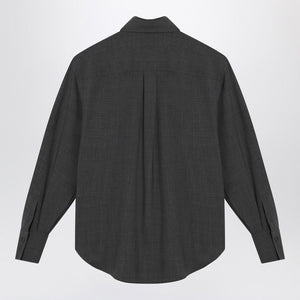 BRUNELLO CUCINELLI Dark Grey Shirt with Shiny Collar Detail - Women’s Fashion