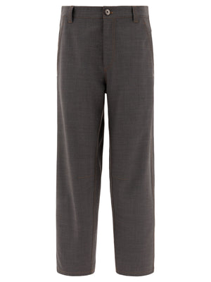 BRUNELLO CUCINELLI Soft Curved Wool Trousers - High Rise, Regular Fit