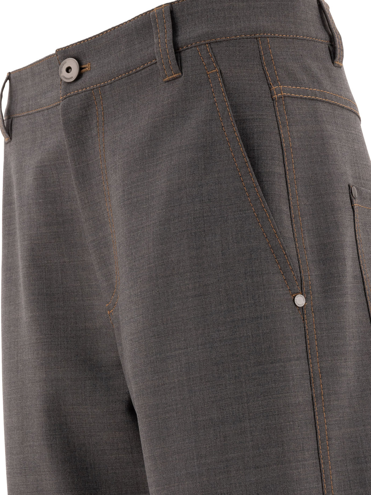 BRUNELLO CUCINELLI Soft Curved Wool Trousers - High Rise, Regular Fit