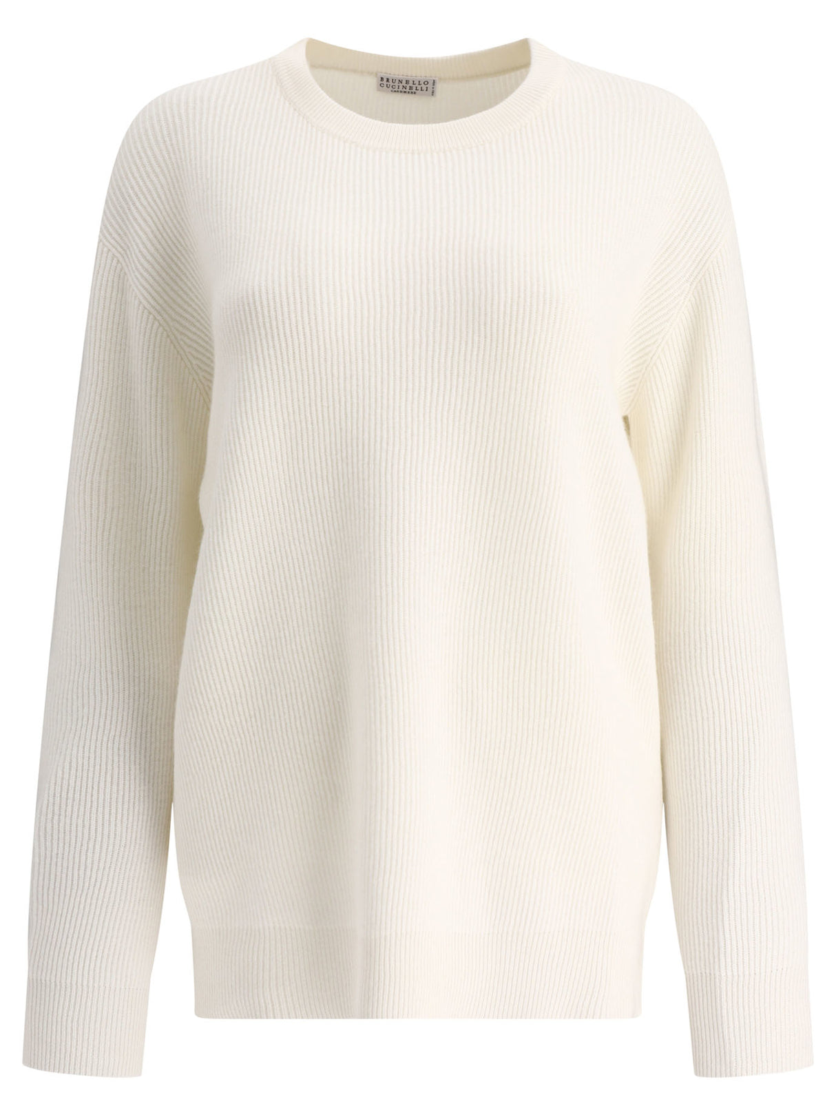 BRUNELLO CUCINELLI Cashmere English Rib Sweater with Decorative Accents - Regular Fit