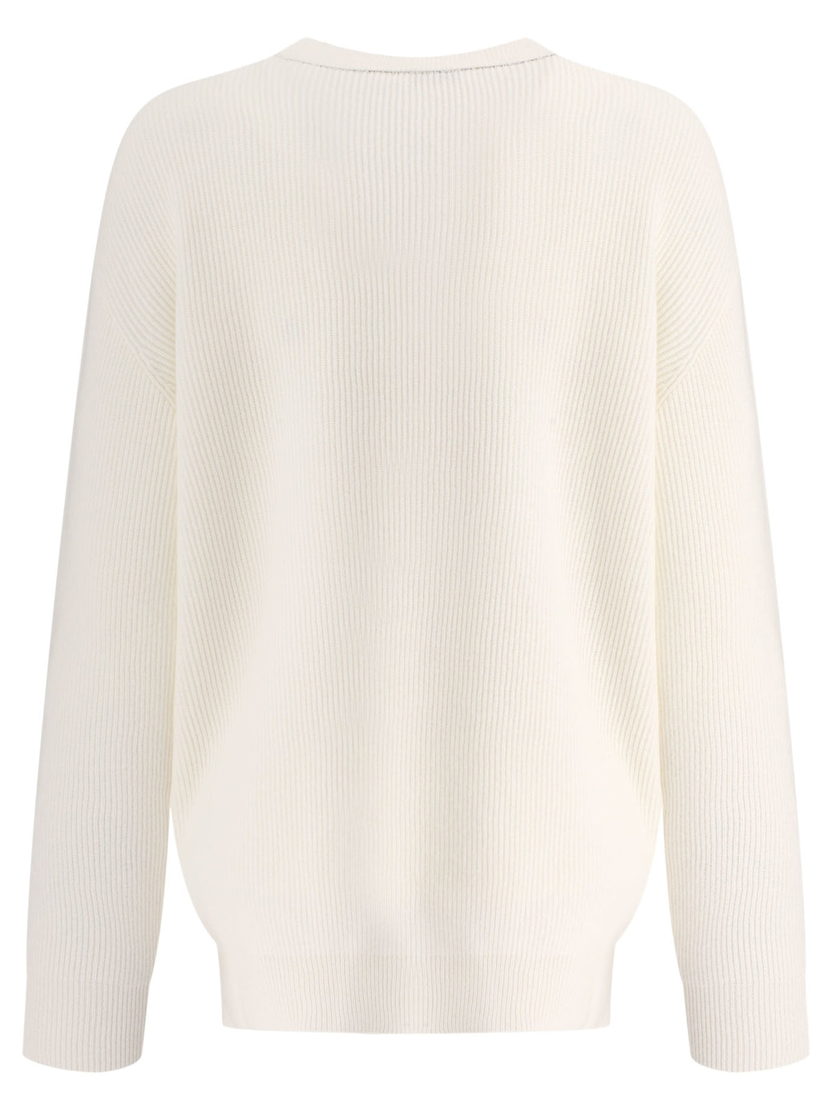 BRUNELLO CUCINELLI Cashmere English Rib Sweater with Decorative Accents - Regular Fit