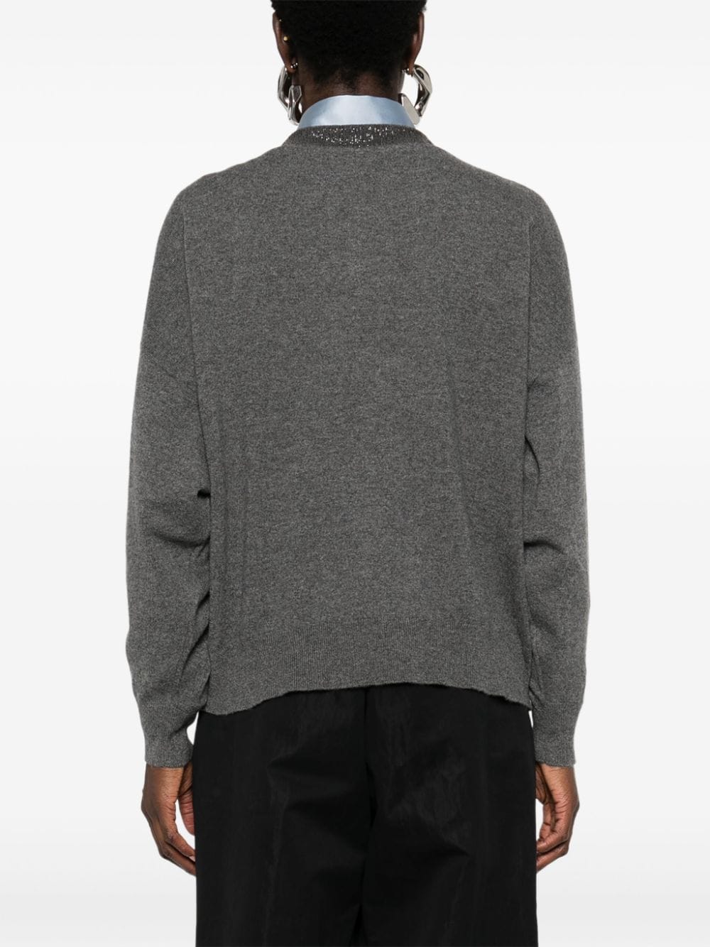 BRUNELLO CUCINELLI Cashmere V-Neck Sweater with Chain Detail