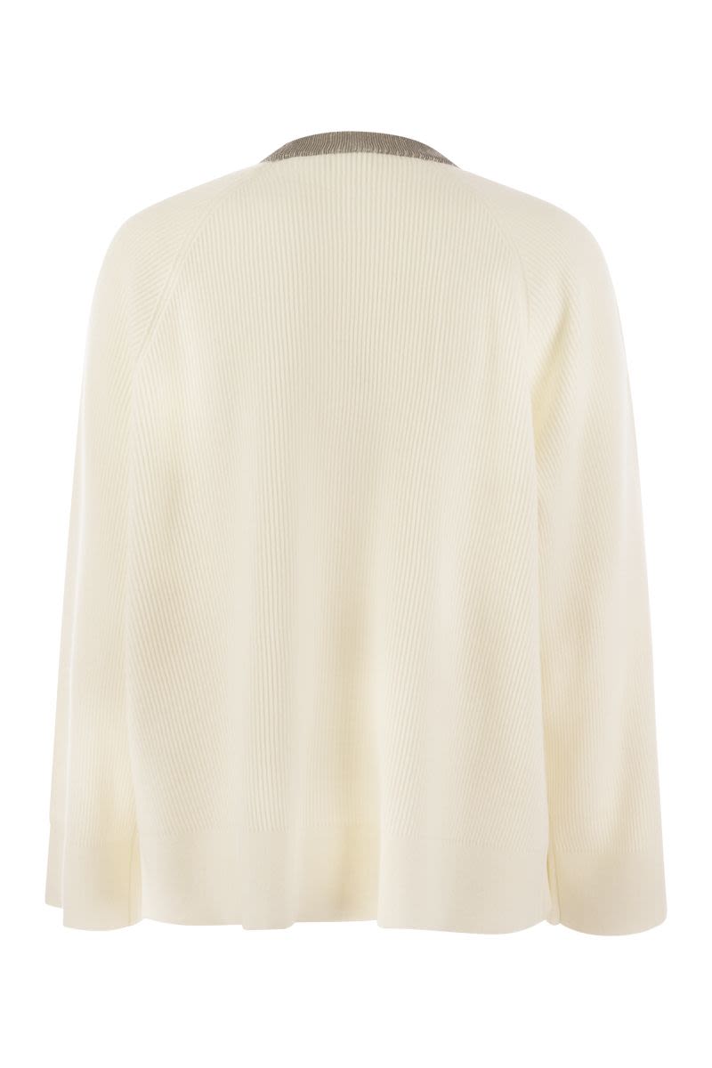 BRUNELLO CUCINELLI Elegant Cashmere Sweater with Sparkling Necklace Accent