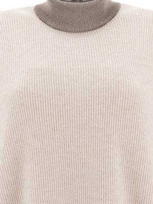 BRUNELLO CUCINELLI Cashmere Sweater with Elegant Ribbed Collar - Regular Fit