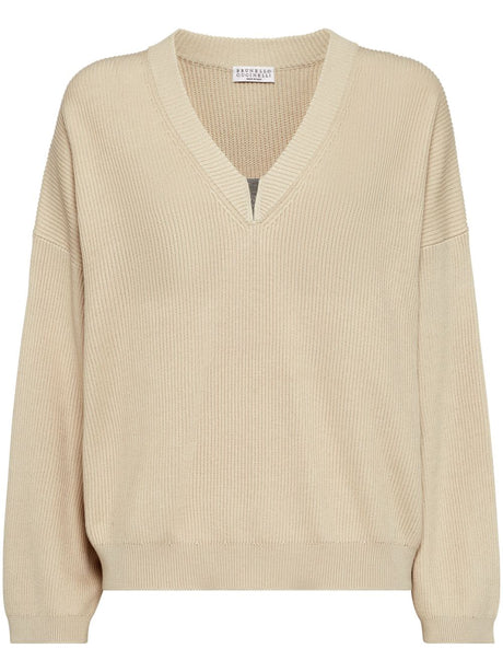 BRUNELLO CUCINELLI V-Necked Cotton Sweater for Women