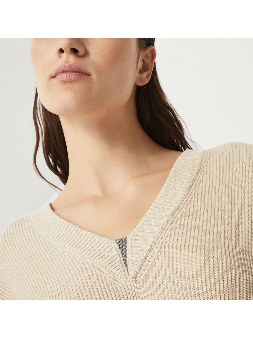 BRUNELLO CUCINELLI V-Necked Cotton Sweater for Women