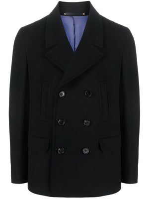 PAUL SMITH Wool and Cashmere Blend Double-Breasted Blazer in Size M