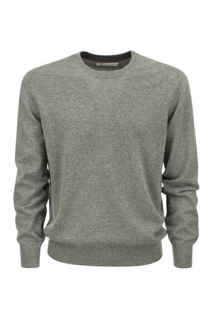 BRUNELLO CUCINELLI Men's Hazeltnut Crew-Neck Sweater in Pure Cashmere - 2024 Collection