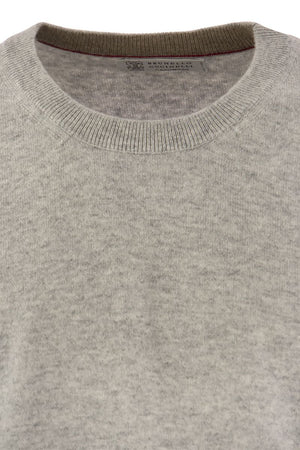 BRUNELLO CUCINELLI Men's Hazeltnut Crew-Neck Sweater in Pure Cashmere - 2024 Collection