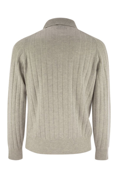 BRUNELLO CUCINELLI Luxury Cashmere Long-Sleeve Polo Shirt