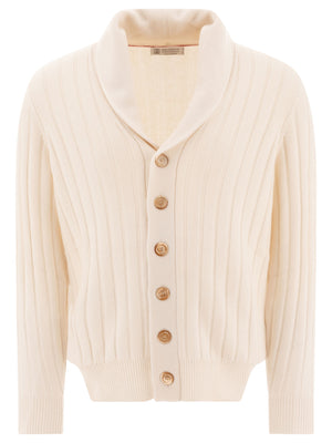 BRUNELLO CUCINELLI Cashmere Flat Rib Cardigan - Regular Fit, Long Sleeves