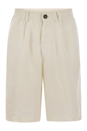 BRUNELLO CUCINELLI Classic Bermuda Shorts in Lightweight Linen Canvas