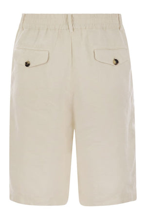 BRUNELLO CUCINELLI Classic Bermuda Shorts in Lightweight Linen Canvas