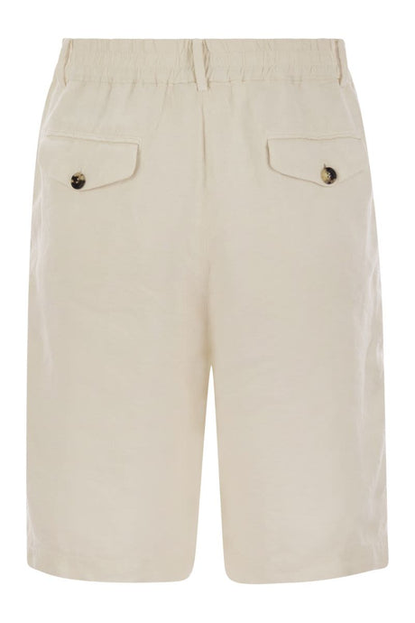 BRUNELLO CUCINELLI Classic Bermuda Shorts in Lightweight Linen Canvas