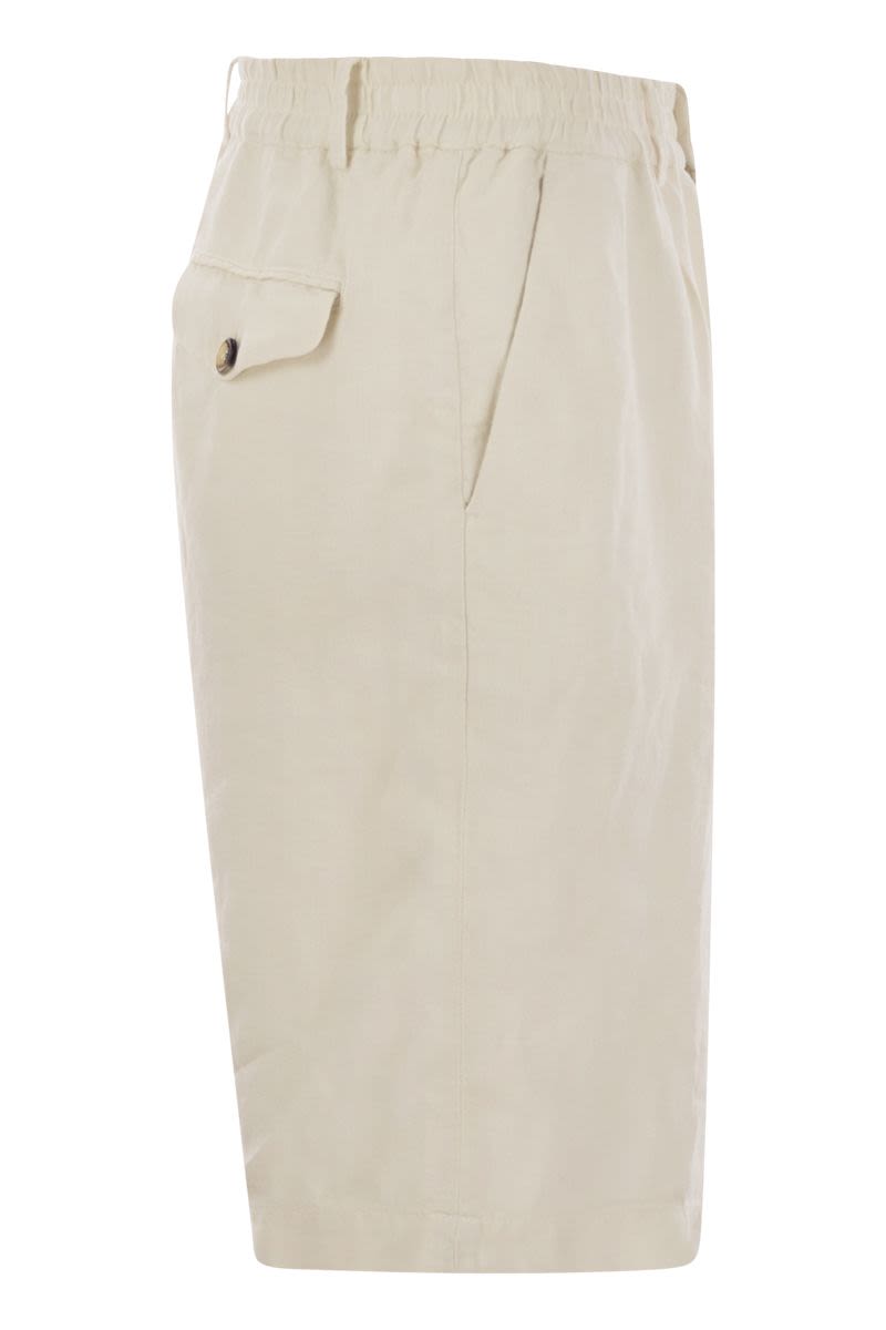 BRUNELLO CUCINELLI Classic Bermuda Shorts in Lightweight Linen Canvas