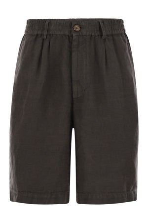 BRUNELLO CUCINELLI Classic Bermuda Shorts in Lightweight Linen Canvas