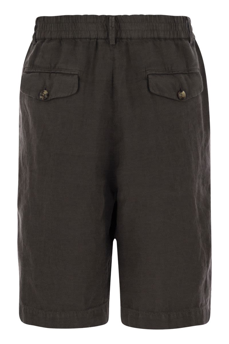 BRUNELLO CUCINELLI Classic Bermuda Shorts in Lightweight Linen Canvas