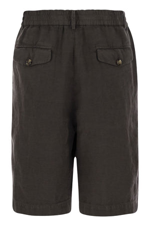 BRUNELLO CUCINELLI Classic Bermuda Shorts in Lightweight Linen Canvas