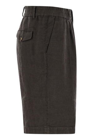 BRUNELLO CUCINELLI Classic Bermuda Shorts in Lightweight Linen Canvas