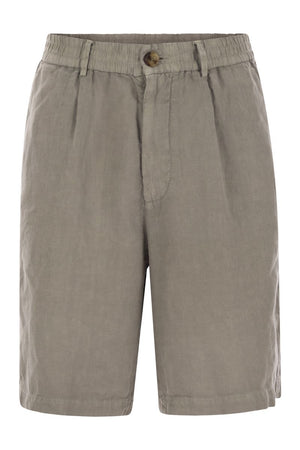 BRUNELLO CUCINELLI Classic Bermuda Shorts in Lightweight Linen Canvas