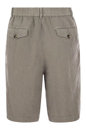 BRUNELLO CUCINELLI Classic Bermuda Shorts in Lightweight Linen Canvas