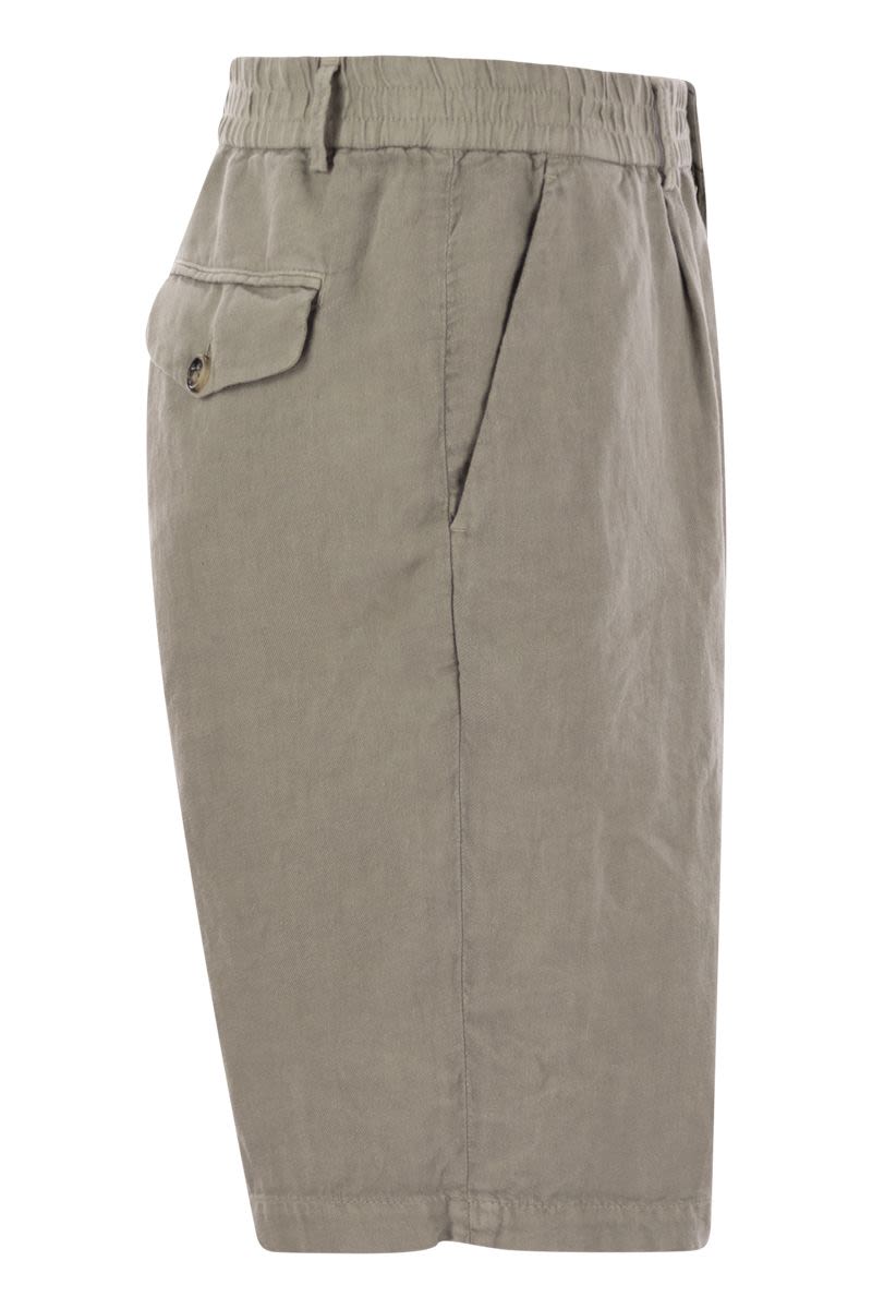 BRUNELLO CUCINELLI Classic Bermuda Shorts in Lightweight Linen Canvas