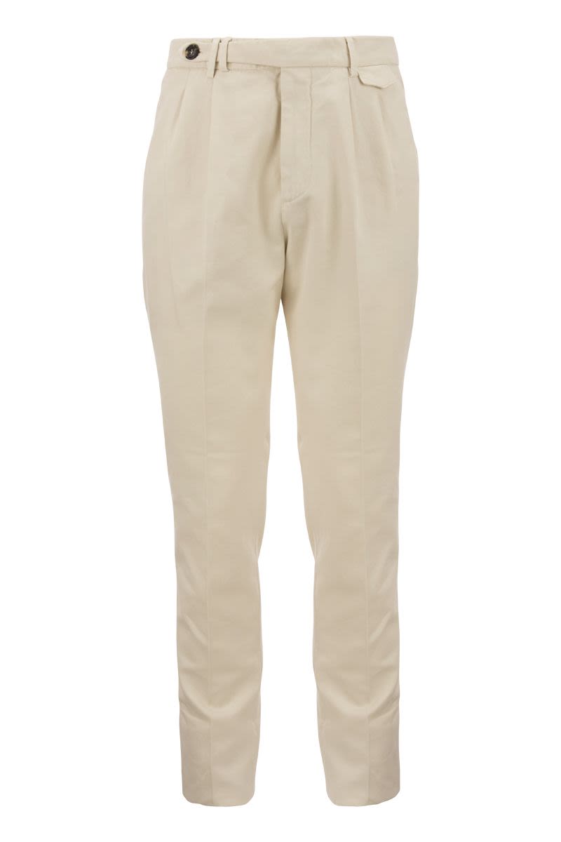 BRUNELLO CUCINELLI Cropped Cotton Trousers with Double Darts