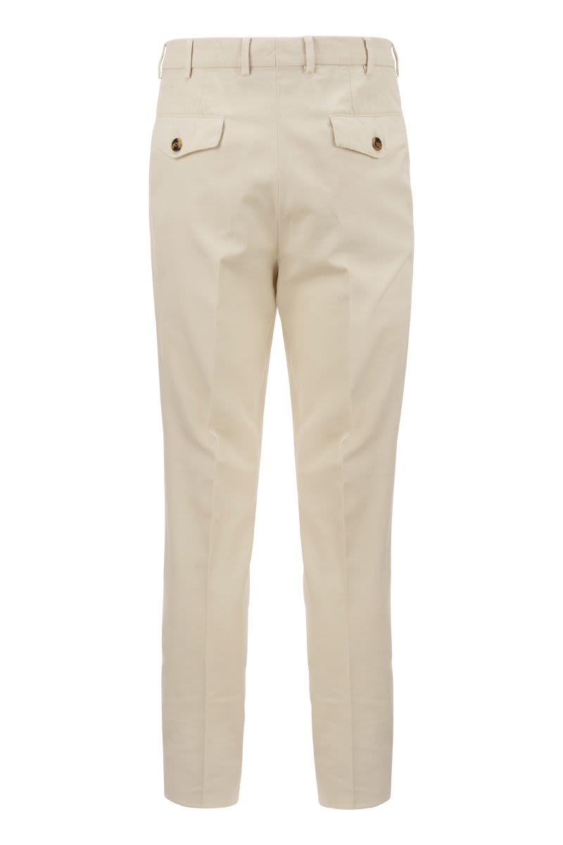 BRUNELLO CUCINELLI Cropped Cotton Trousers with Double Darts