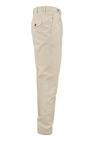 BRUNELLO CUCINELLI Cropped Cotton Trousers with Double Darts