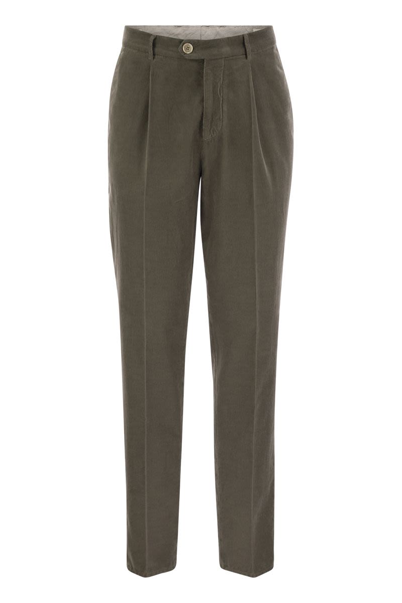 BRUNELLO CUCINELLI Leisure Fit Trousers in Garment Dyed Cotton Corduroy