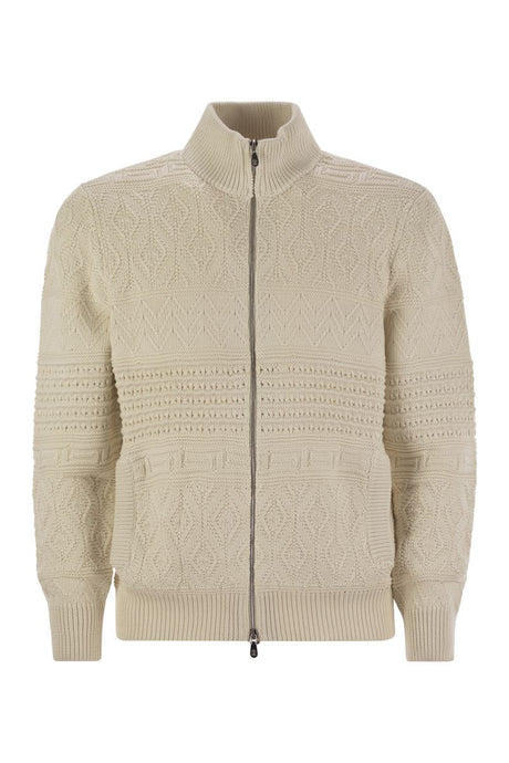 BRUNELLO CUCINELLI Heritage Stitch Cotton Cardigan with Zip for Men