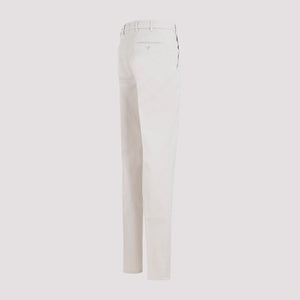 BRUNELLO CUCINELLI Cream Italian Fit Cotton Gabardine Trousers