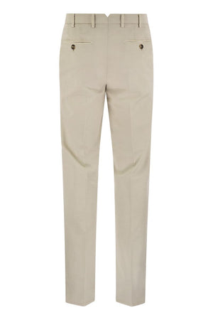 BRUNELLO CUCINELLI Cream Italian Fit Cotton Gabardine Trousers