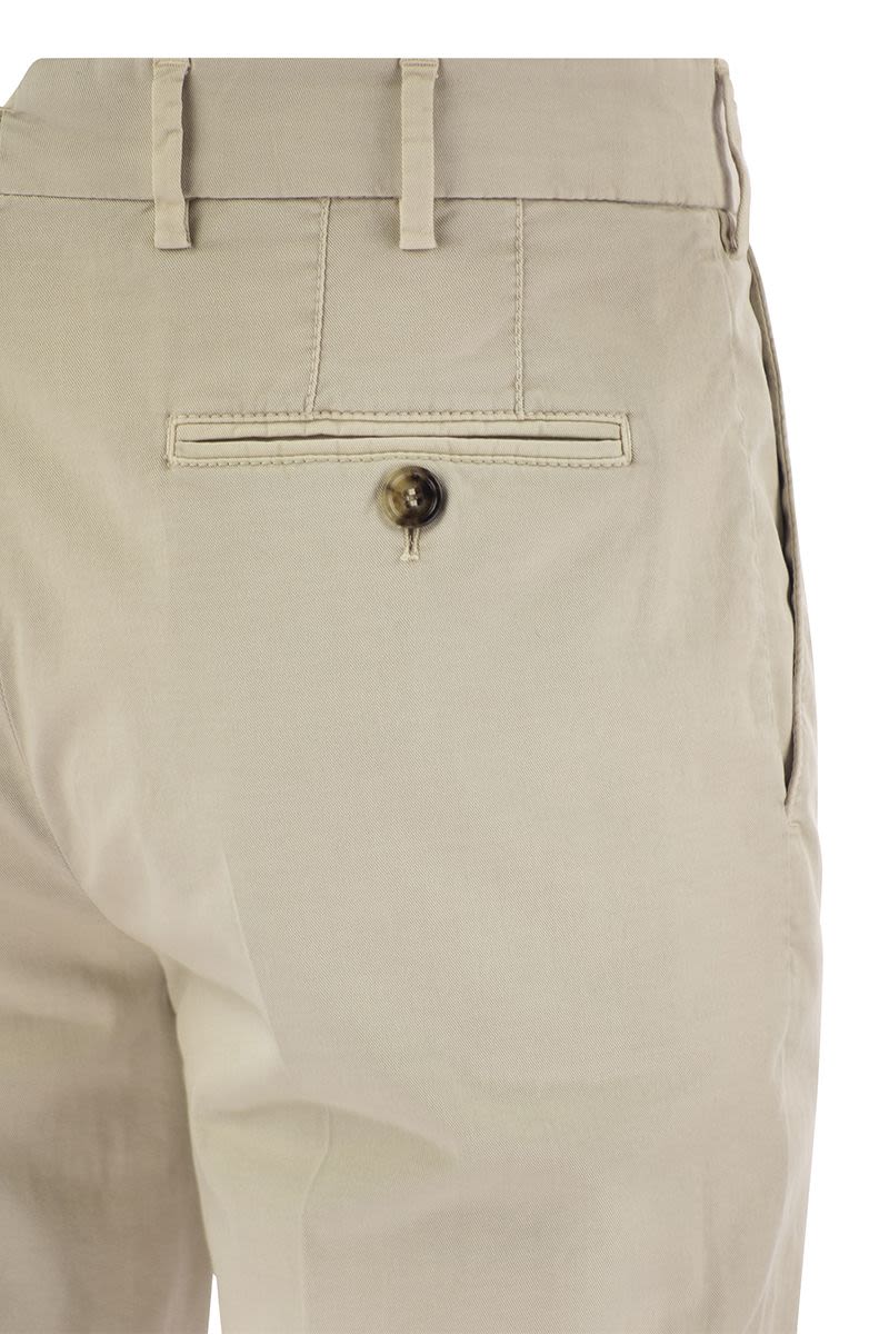 BRUNELLO CUCINELLI Cream Italian Fit Cotton Gabardine Trousers